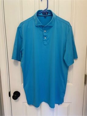 Men's Stitch Aqua Blue Short-Sleeve Polo - M/L